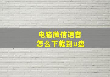 电脑微信语音怎么下载到u盘