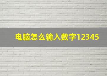 电脑怎么输入数字12345