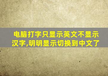 电脑打字只显示英文不显示汉字,明明显示切换到中文了