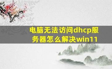 电脑无法访问dhcp服务器怎么解决win11