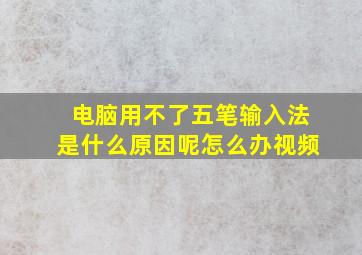 电脑用不了五笔输入法是什么原因呢怎么办视频