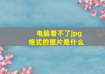 电脑看不了jpg格式的图片是什么