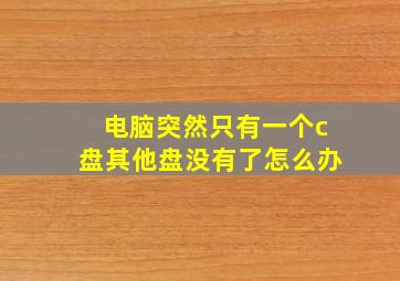 电脑突然只有一个c盘其他盘没有了怎么办