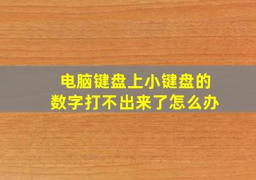 电脑键盘上小键盘的数字打不出来了怎么办