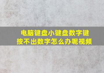 电脑键盘小键盘数字键按不出数字怎么办呢视频