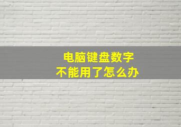 电脑键盘数字不能用了怎么办