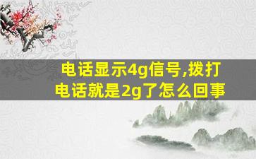 电话显示4g信号,拨打电话就是2g了怎么回事