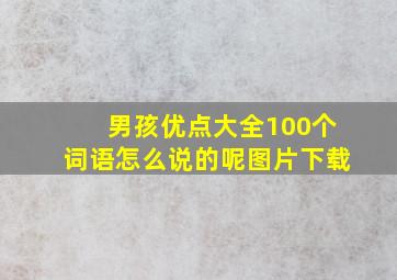 男孩优点大全100个词语怎么说的呢图片下载