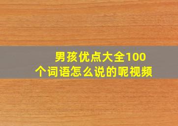 男孩优点大全100个词语怎么说的呢视频