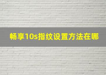 畅享10s指纹设置方法在哪