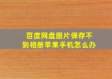 百度网盘图片保存不到相册苹果手机怎么办