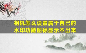 相机怎么设置属于自己的水印功能图标显示不出来