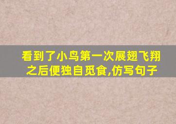 看到了小鸟第一次展翅飞翔之后便独自觅食,仿写句子