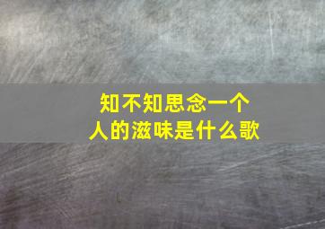 知不知思念一个人的滋味是什么歌