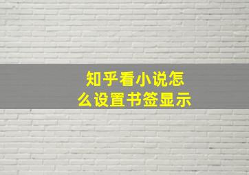 知乎看小说怎么设置书签显示