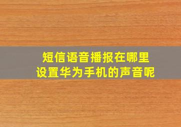 短信语音播报在哪里设置华为手机的声音呢