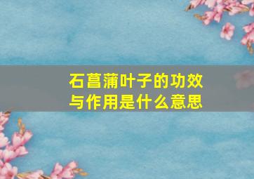 石菖蒲叶子的功效与作用是什么意思