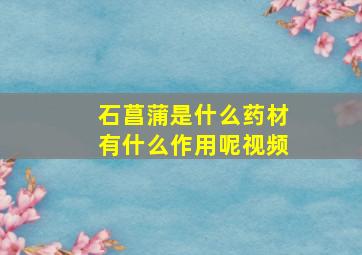 石菖蒲是什么药材有什么作用呢视频