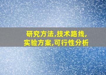 研究方法,技术路线,实验方案,可行性分析