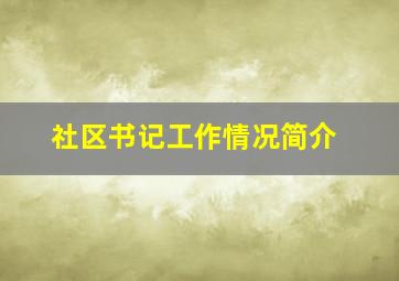 社区书记工作情况简介