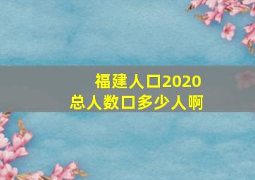 福建人口2020总人数口多少人啊