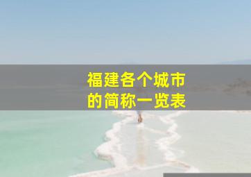 福建各个城市的简称一览表