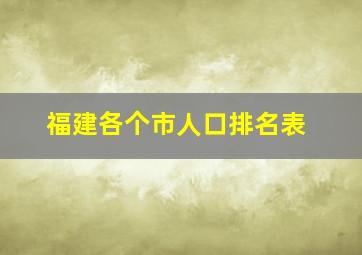 福建各个市人口排名表