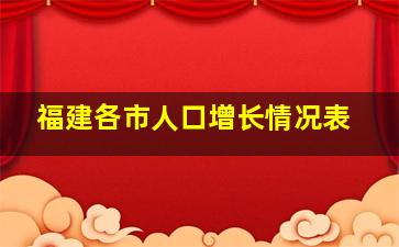 福建各市人口增长情况表