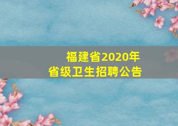 福建省2020年省级卫生招聘公告