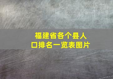 福建省各个县人口排名一览表图片