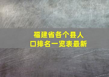 福建省各个县人口排名一览表最新