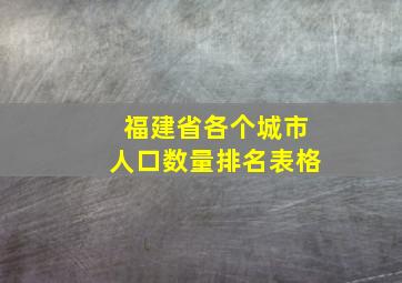 福建省各个城市人口数量排名表格