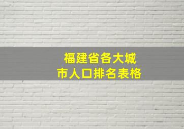 福建省各大城市人口排名表格