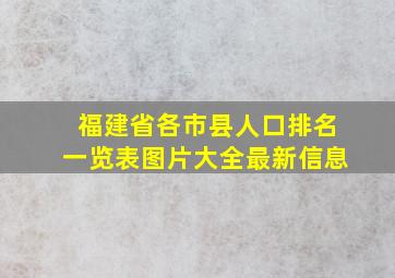 福建省各市县人口排名一览表图片大全最新信息