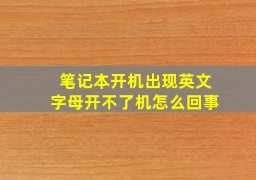 笔记本开机出现英文字母开不了机怎么回事