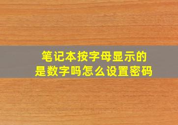 笔记本按字母显示的是数字吗怎么设置密码