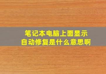 笔记本电脑上面显示自动修复是什么意思啊