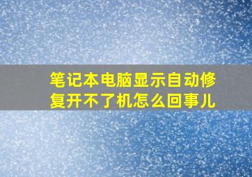 笔记本电脑显示自动修复开不了机怎么回事儿