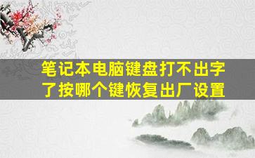 笔记本电脑键盘打不出字了按哪个键恢复出厂设置