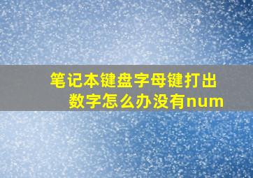 笔记本键盘字母键打出数字怎么办没有num