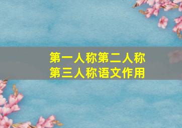 第一人称第二人称第三人称语文作用