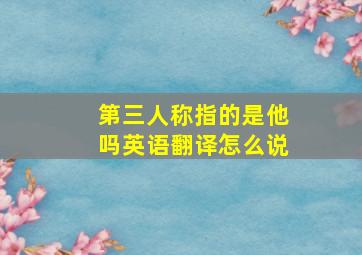 第三人称指的是他吗英语翻译怎么说