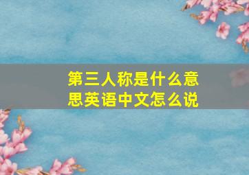 第三人称是什么意思英语中文怎么说