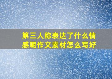 第三人称表达了什么情感呢作文素材怎么写好