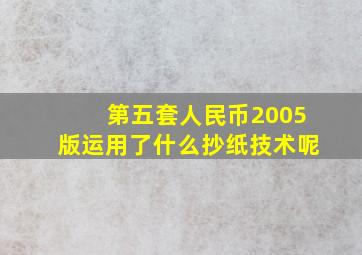 第五套人民币2005版运用了什么抄纸技术呢