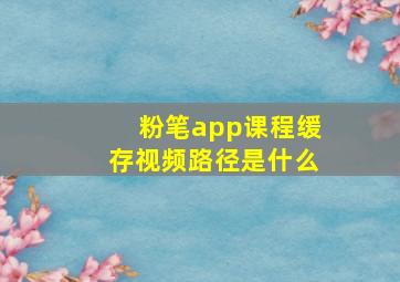 粉笔app课程缓存视频路径是什么