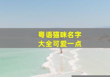 粤语猫咪名字大全可爱一点