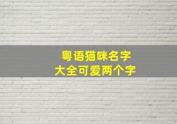 粤语猫咪名字大全可爱两个字