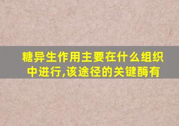 糖异生作用主要在什么组织中进行,该途径的关键酶有