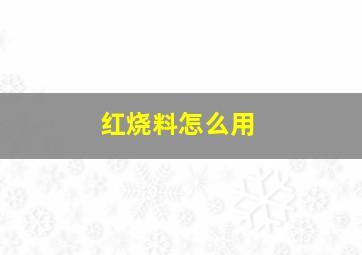 红烧料怎么用